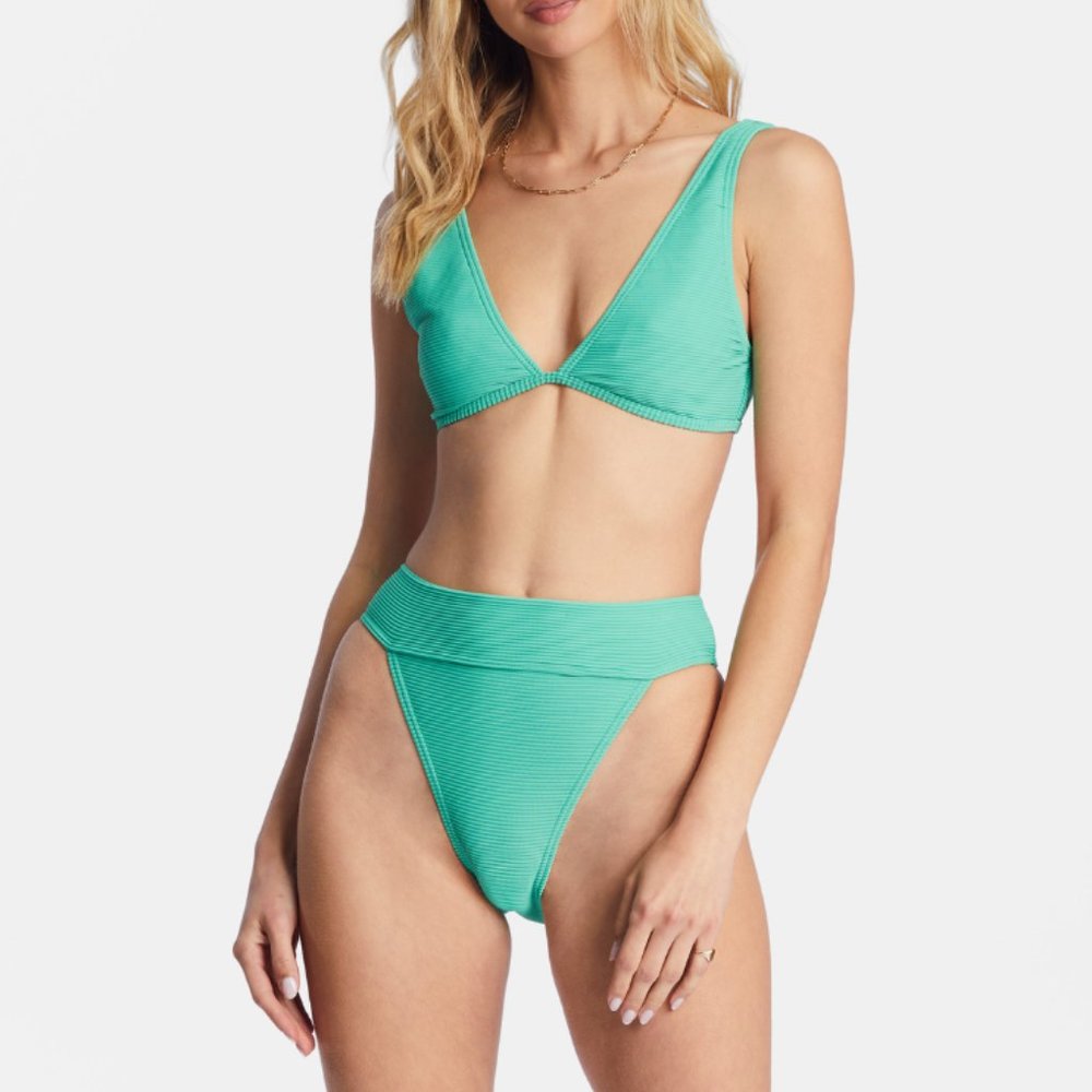 🌴 🦋 NWT Billabong Tanlines Bikini, Aruba High Rise, Green, Size Large